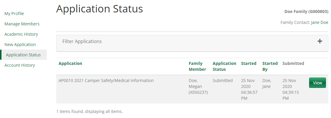 screenshot with camp registration instructions