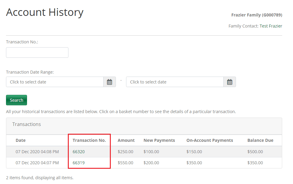 screenshot with camp registration instructions